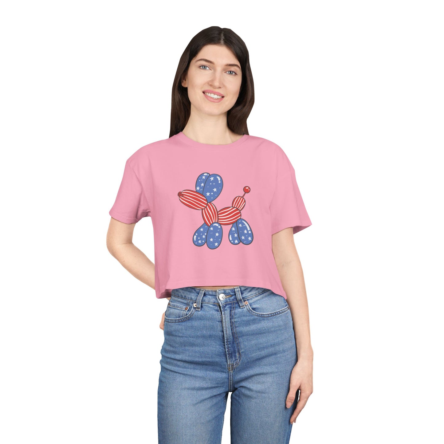 Women's Crop Tee USA Balloon Dog