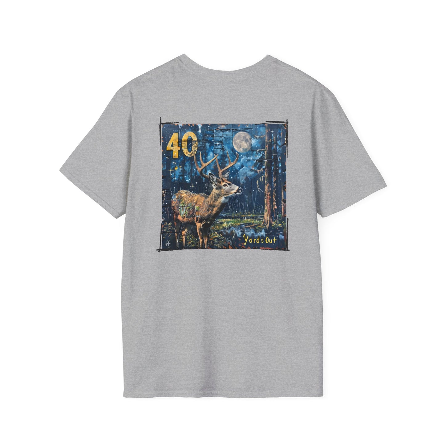 40 Yards Out Antler Deer Unisex Softstyle T-Shirt