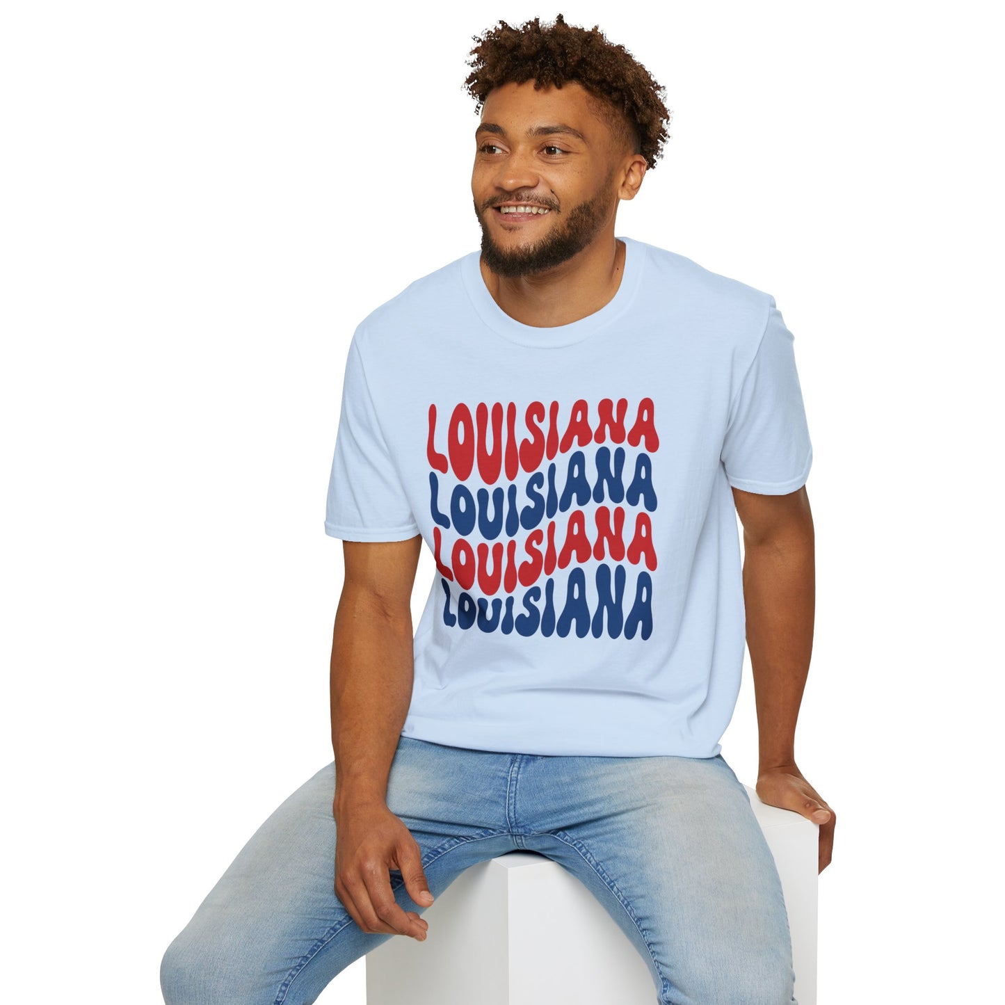Adult Louisiana T-Shirt - Red, White, and Blue Design