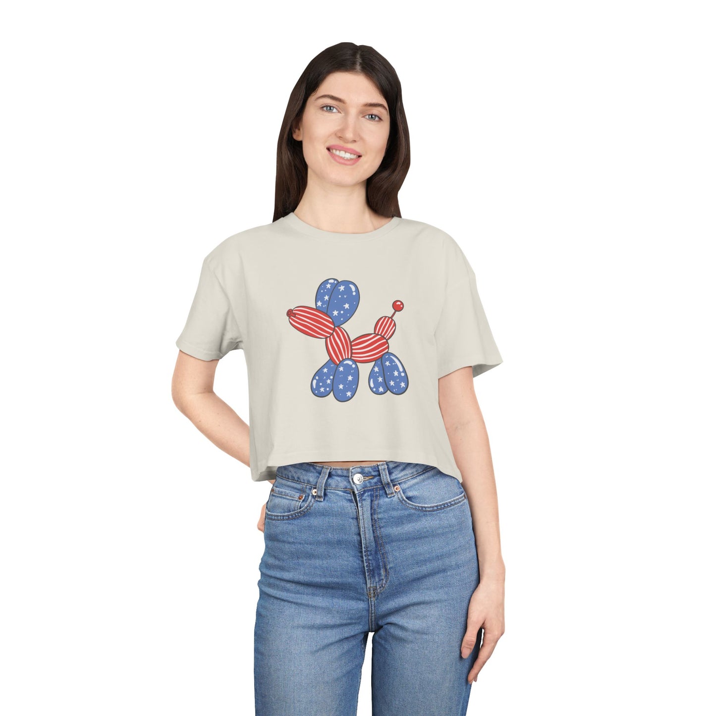 Women's Crop Tee USA Balloon Dog