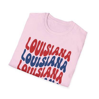 Adult Louisiana T-Shirt - Red, White, and Blue Design
