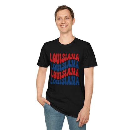 Adult Louisiana T-Shirt - Red, White, and Blue Design