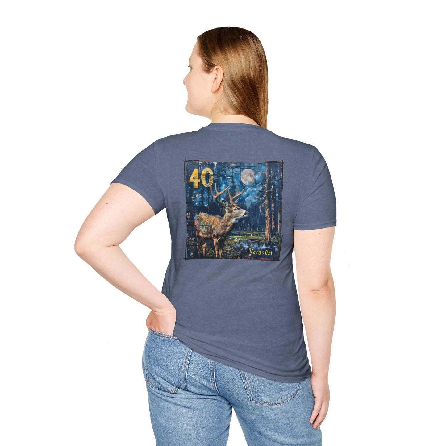 40 Yards Out Antler Deer Unisex Softstyle T-Shirt