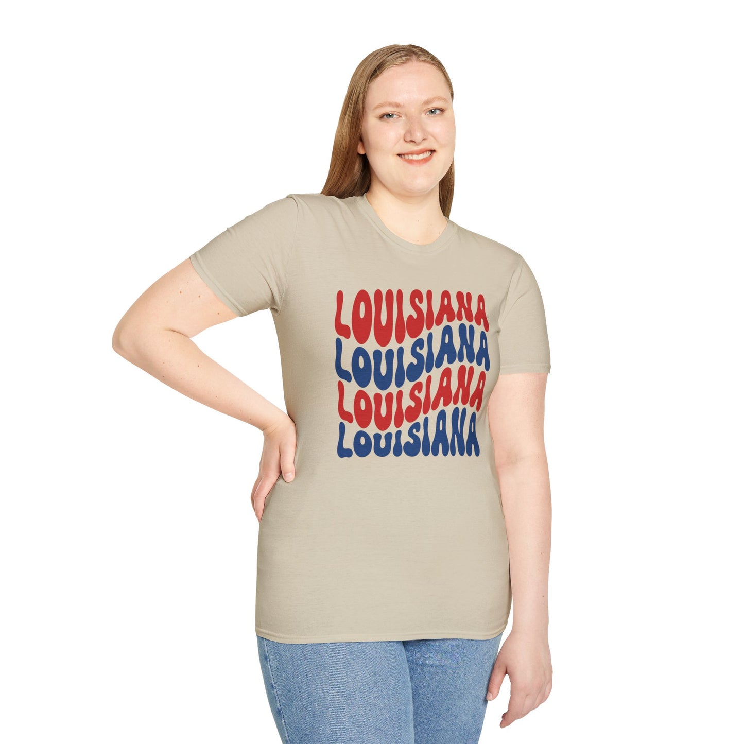 Adult Louisiana T-Shirt - Red, White, and Blue Design