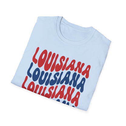 Adult Louisiana T-Shirt - Red, White, and Blue Design