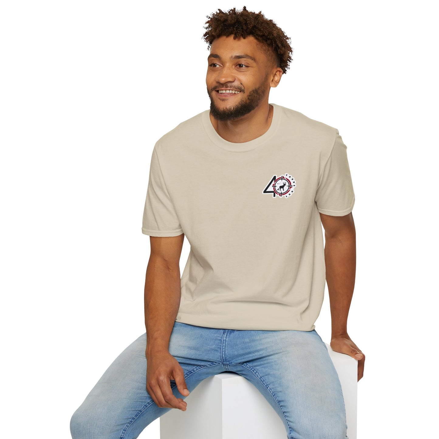 40 Yards Out American Flag Buck Unisex Softstyle T-Shirt
