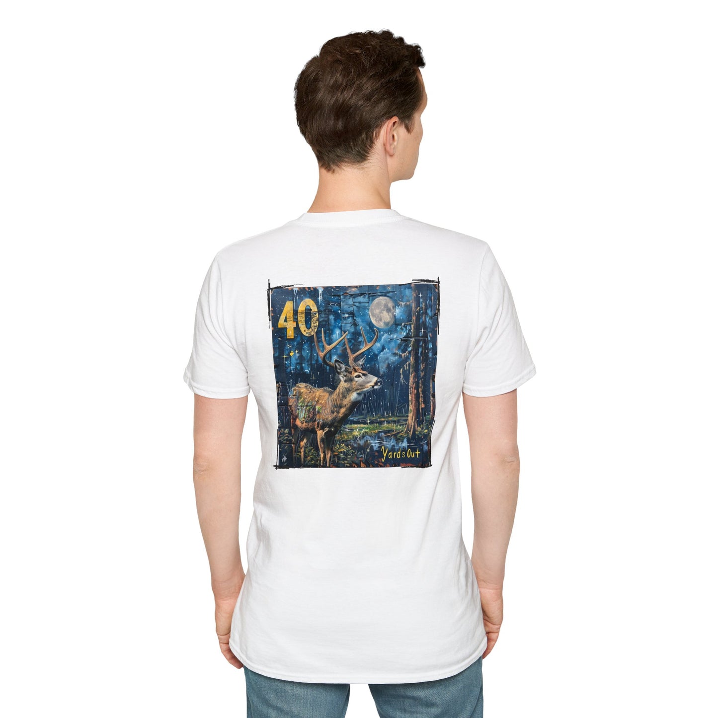 40 Yards Out Antler Deer Unisex Softstyle T-Shirt