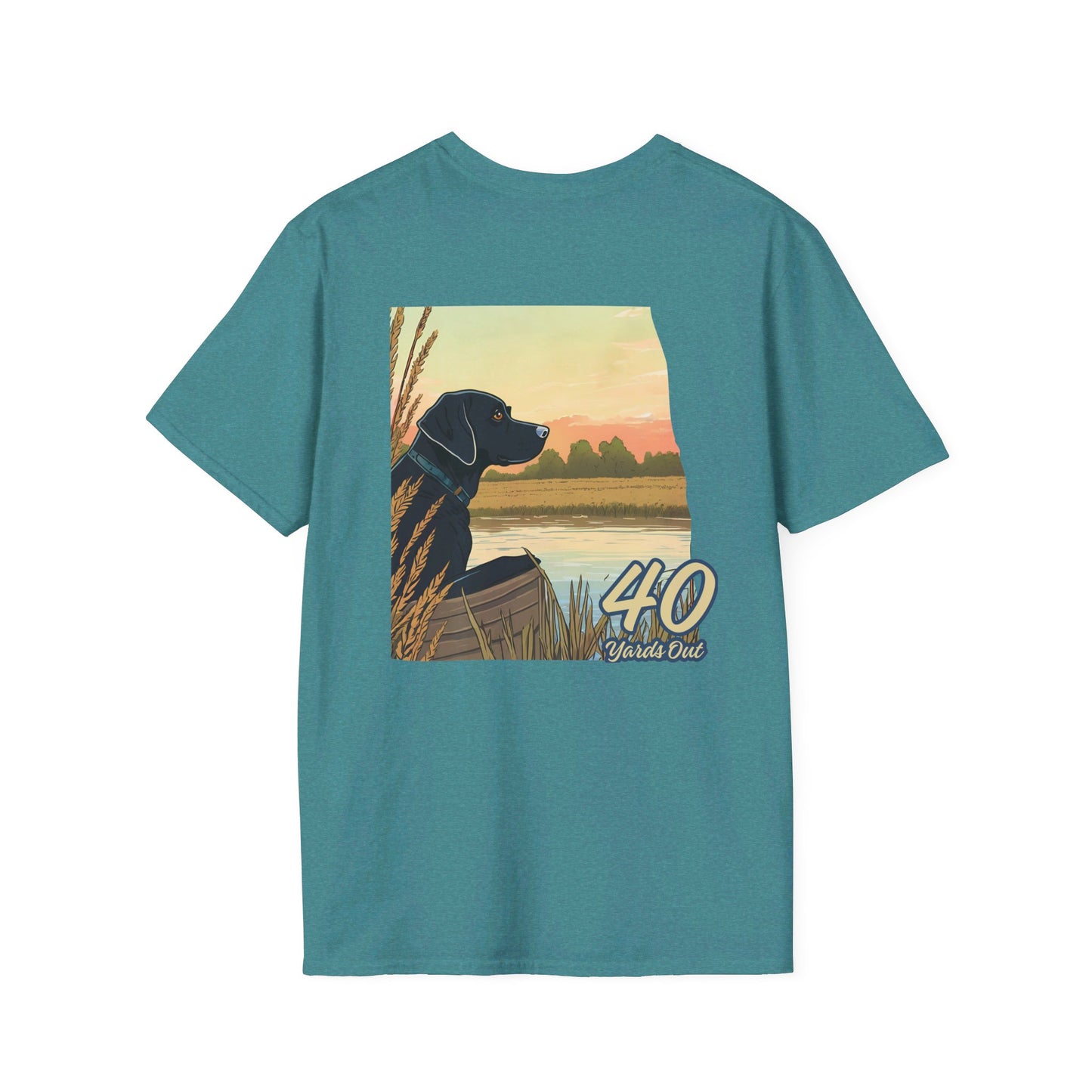 Black Lab Retriever in boat Unisex Softstyle T-Shirt