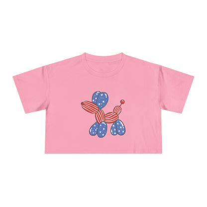 Women's Crop Tee USA Balloon Dog