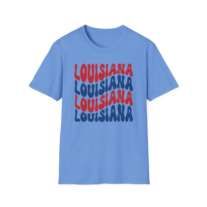 Adult Louisiana T-Shirt - Red, White, and Blue Design