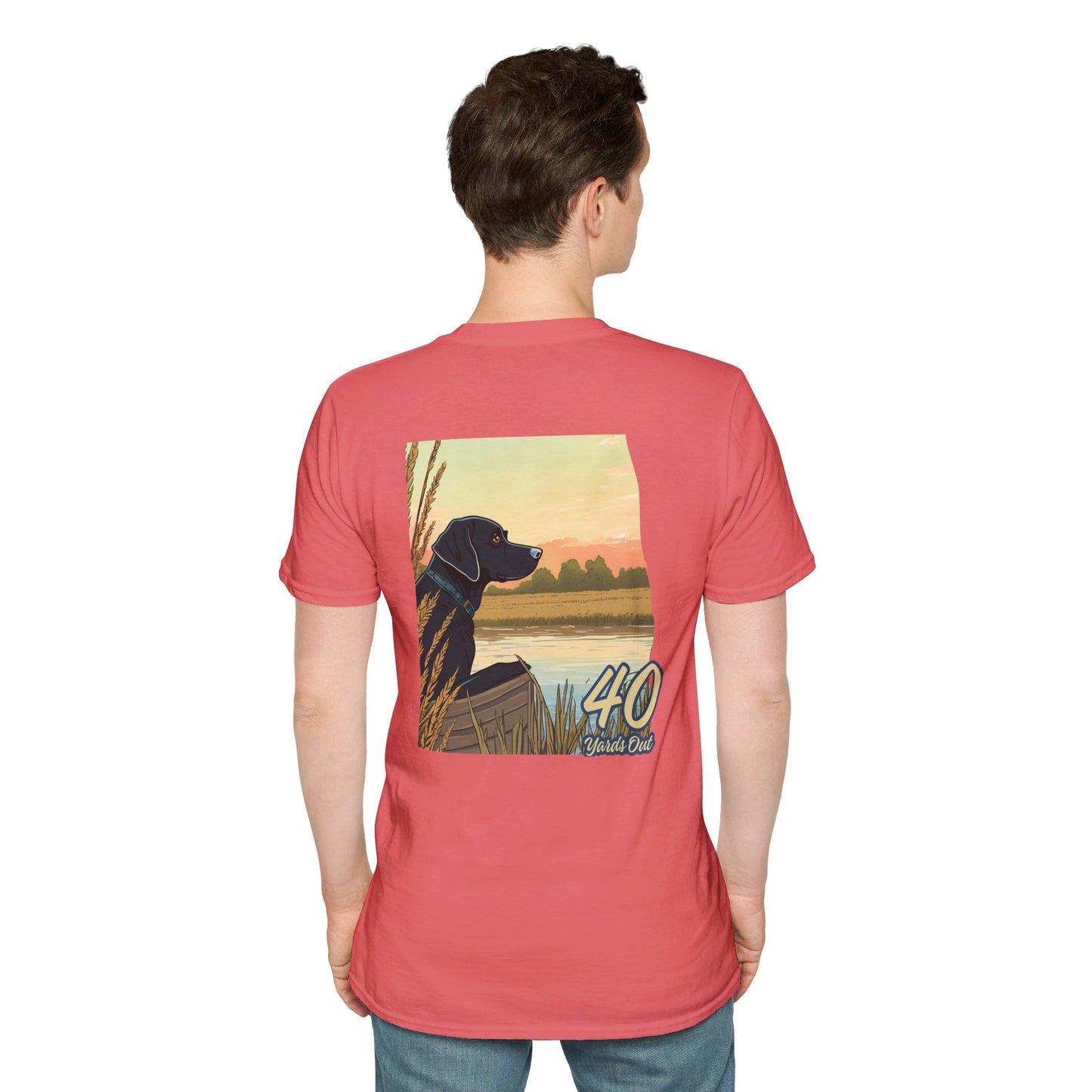 Black Lab Retriever in boat Unisex Softstyle T-Shirt