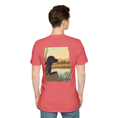 Black Lab Retriever in boat Unisex Softstyle T-Shirt