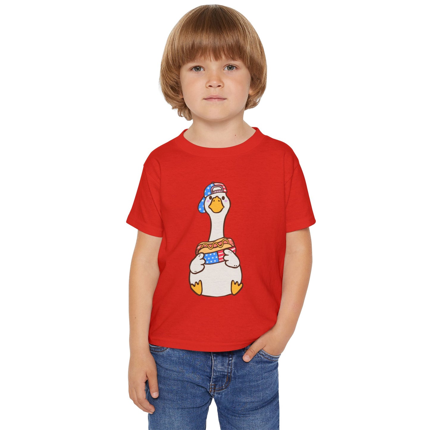 Toddler T-shirt Red White and Blue Young Duck Design