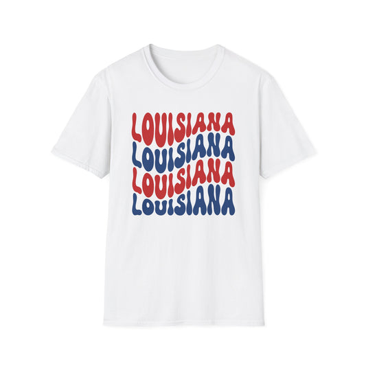 Adult Louisiana T-Shirt - Red, White, and Blue Design