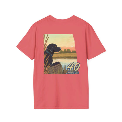 Black Lab Retriever in boat Unisex Softstyle T-Shirt