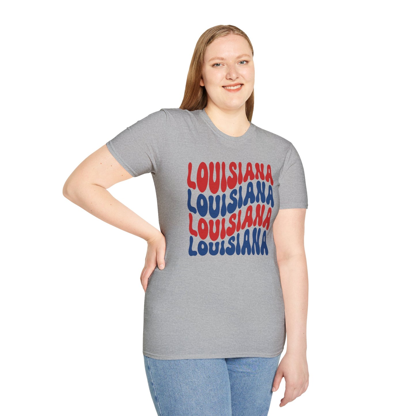 Adult Louisiana T-Shirt - Red, White, and Blue Design