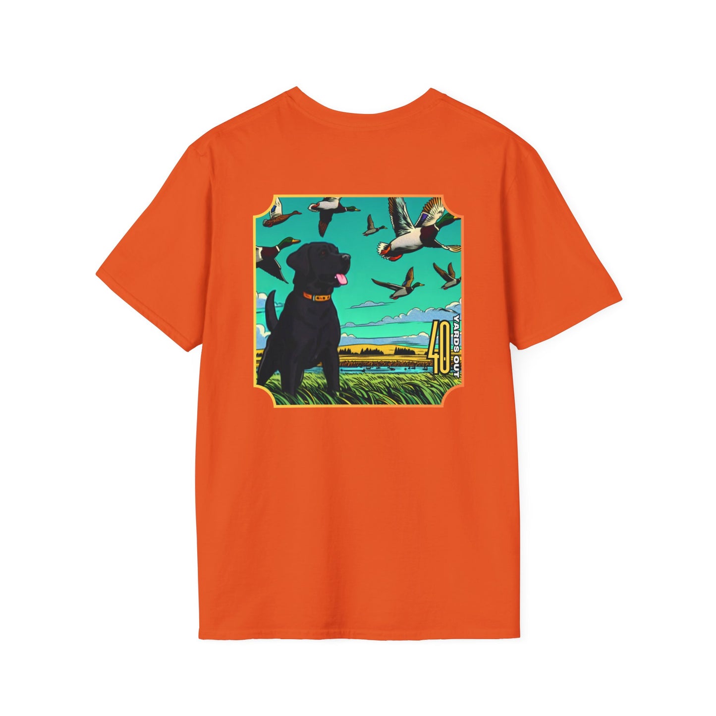 40 YARDS OUT Black Retriever Duck Watch Unisex Softstyle T-Shirt