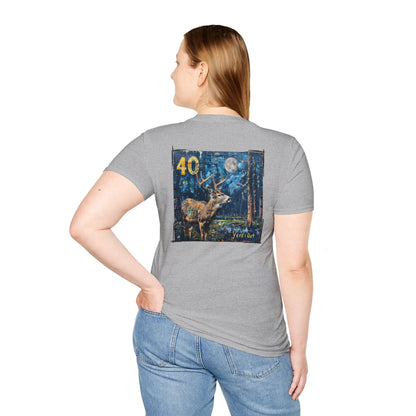 40 Yards Out Antler Deer Unisex Softstyle T-Shirt