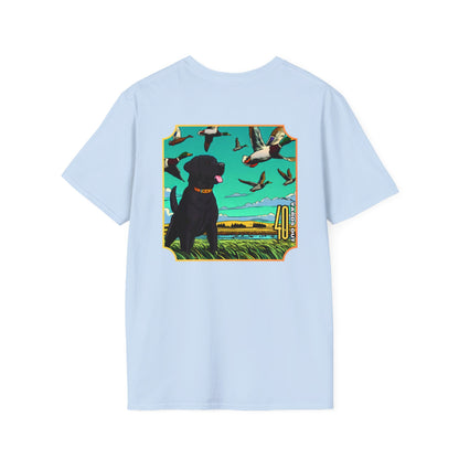 40 YARDS OUT Black Retriever Duck Watch Unisex Softstyle T-Shirt