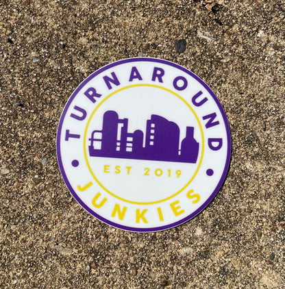 CIRCLE TURNAROUND JUNKIES STICKER